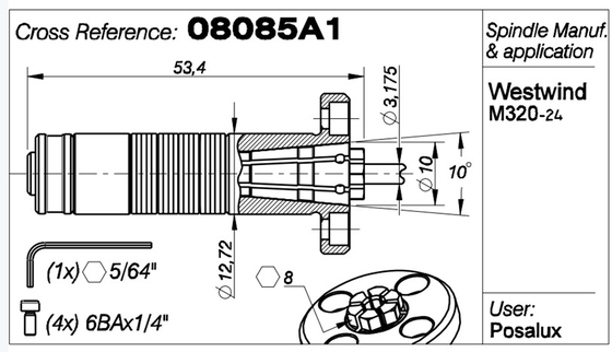 M320-24 WW عمود دوران محمل هوائي 1/8 &quot;خرطوشة 11257 / 08085A1